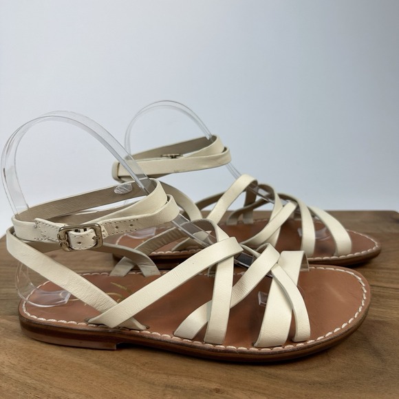 Womens Sam Edelman‎ Meriai Ivory Leather Strappy Gladiator Sandals Size 6 M EUC - Picture 1 of 8